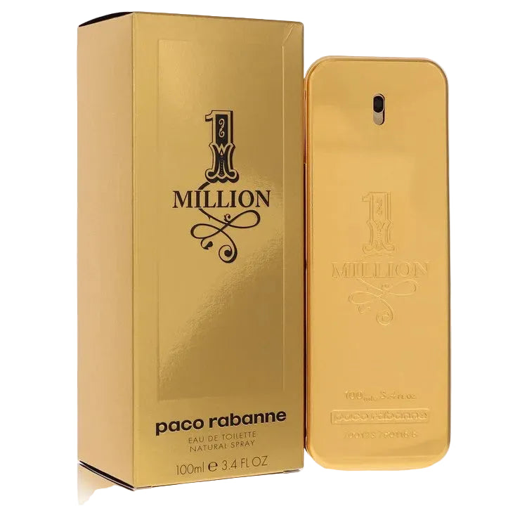 Paco Rabanne 1 Million perfume bottle and packaging on a white background