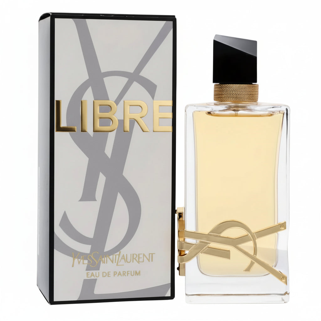 Yves Saint Laurent Libre perfume bottle and packaging on a white background